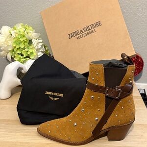 Zadig & Voltaire Tan Studded Ankle Boots- all leather made in Spain. SZ 39 (8)